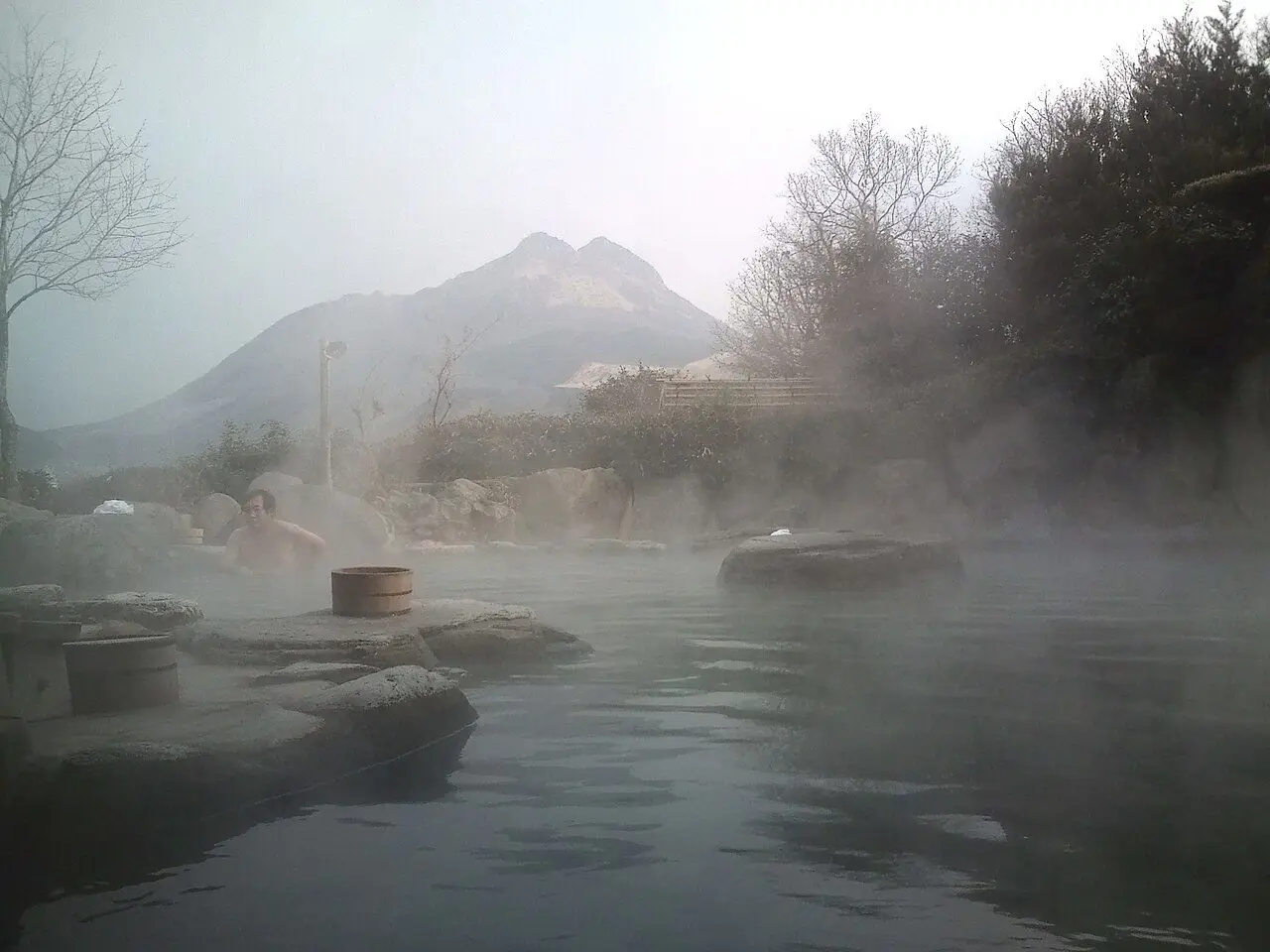 由布院温泉 夢想園の露天風呂（別アングル）